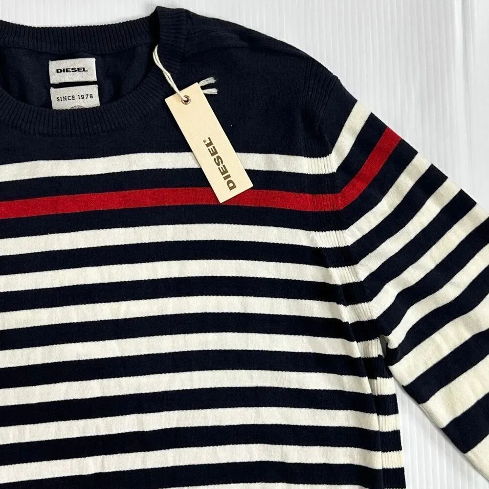Diesel K-Calib Striped Crewneck Sweater Navy Red White Nautical Preppy Unisex XL